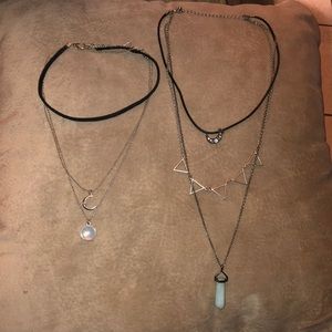 2 choker layered necklaces